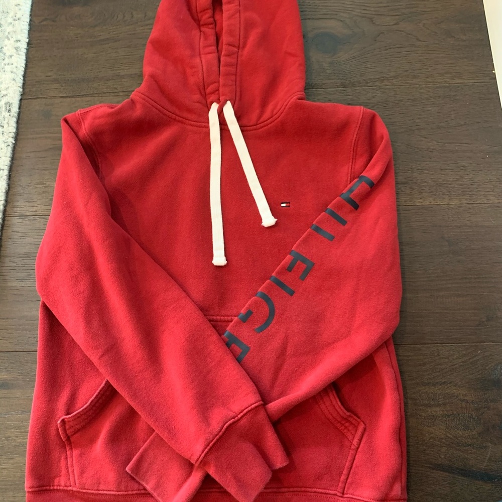 Tommy Hilfiger red womens embroidered Hoodie